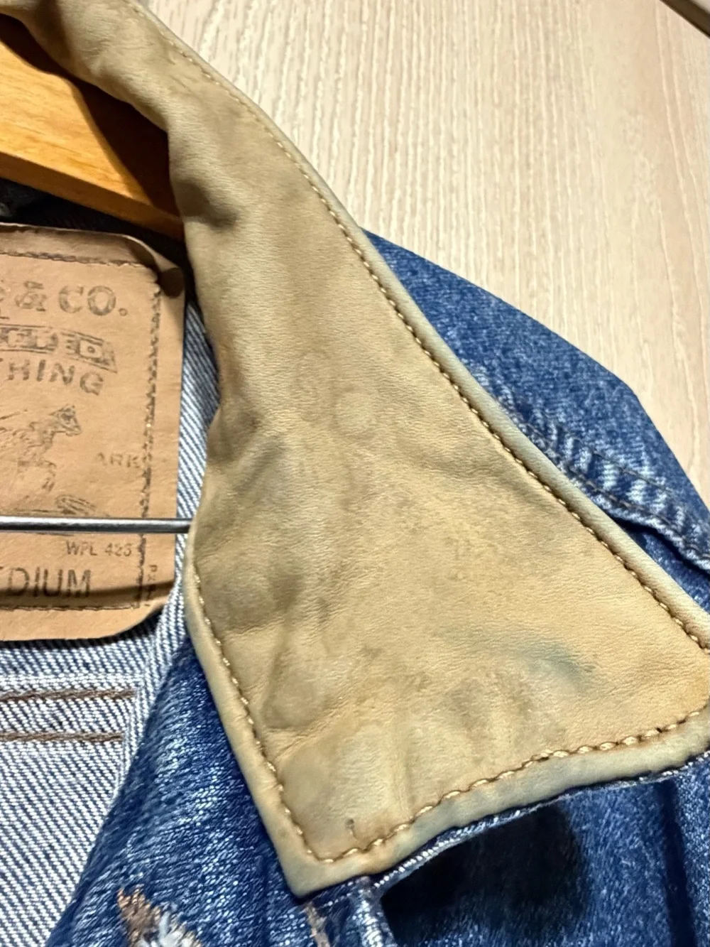 Vintage Levi’s Denim Trucker Jacket Blanket Lined Tan Collar USA Medium 75590239